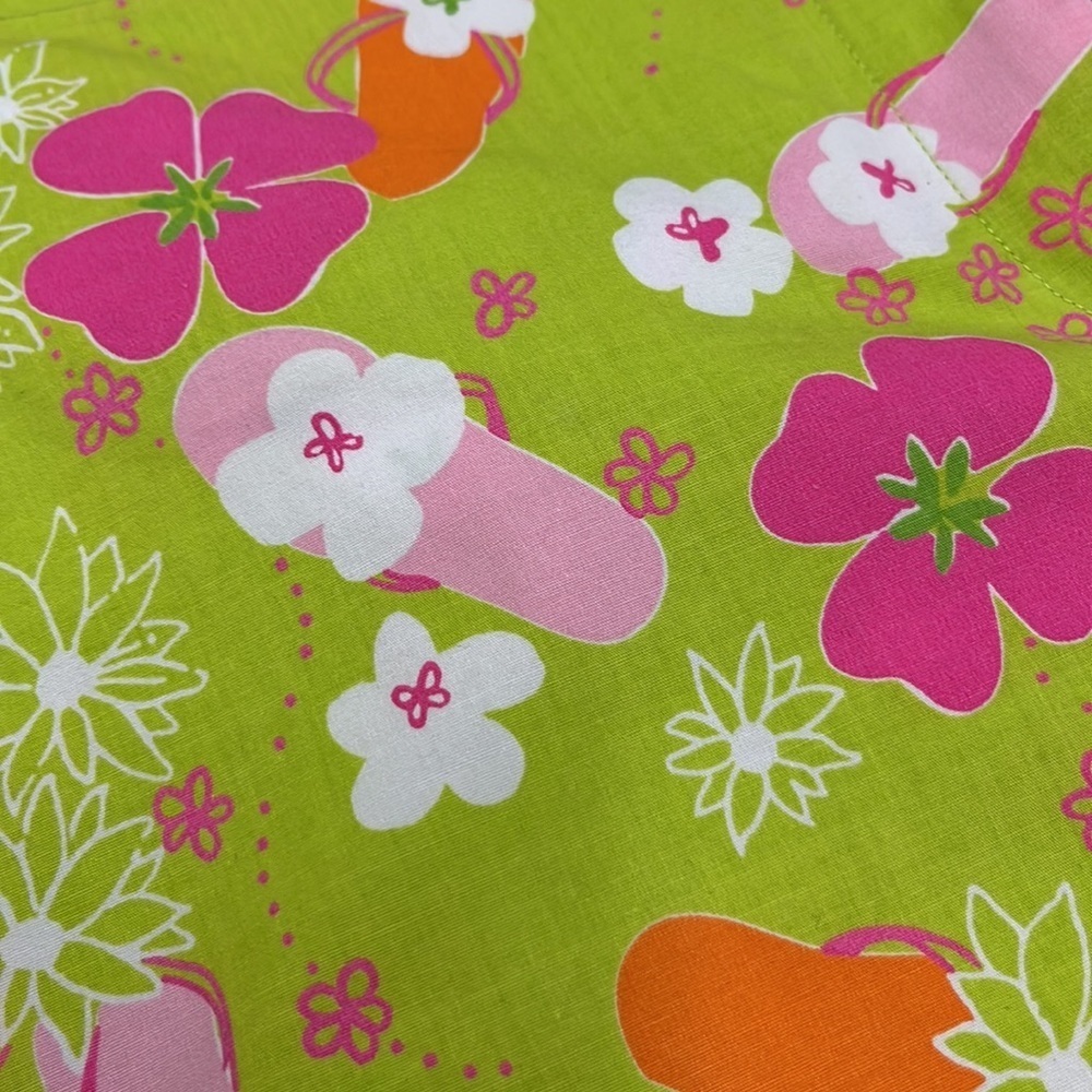LILLY PULITZER Vintage Gidget Preppy Retro Pink/Green Flip Flop Floral Capri 2 - Picture 8 of 13